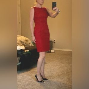 Red sheath dress